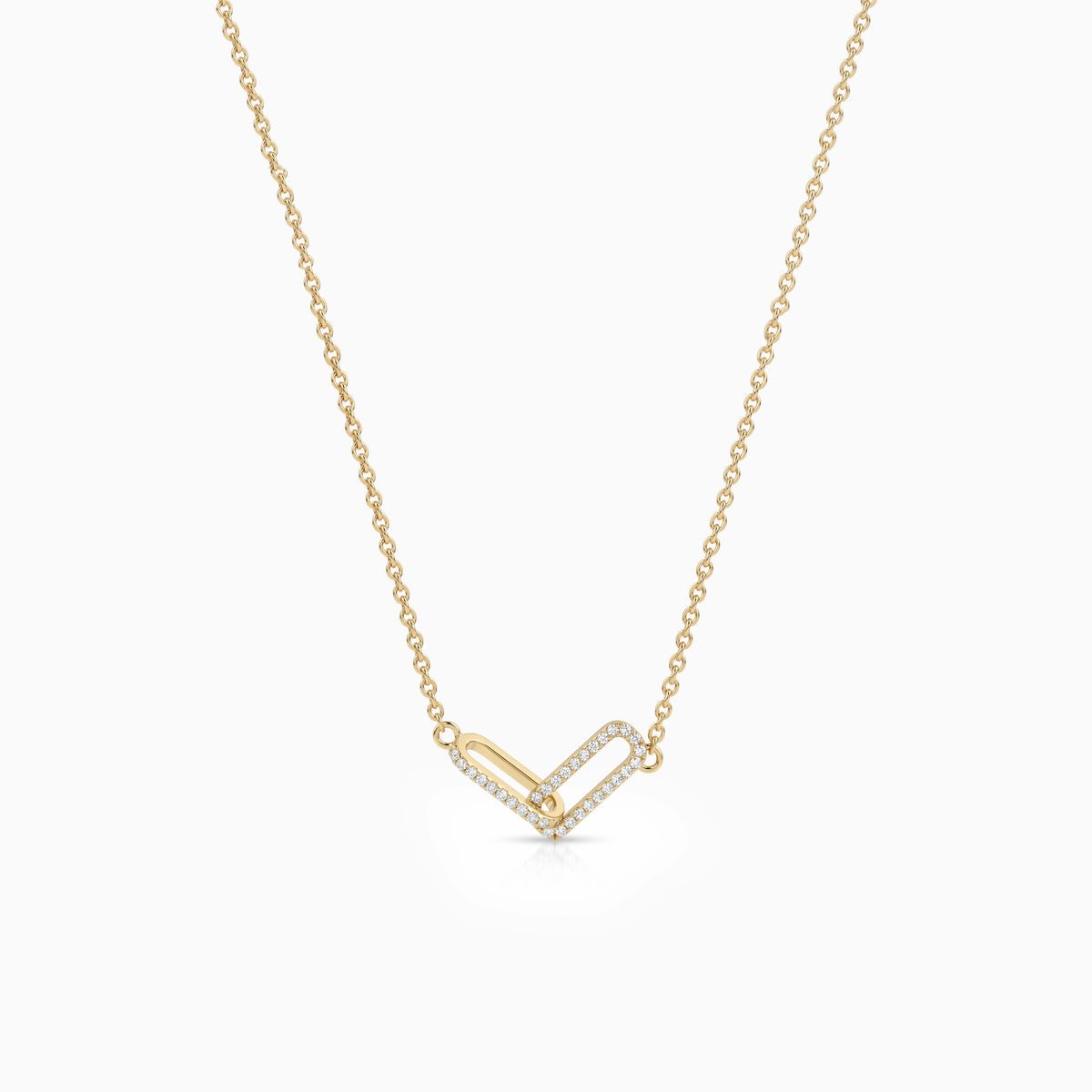 Round Lab Diamond Open Rectangle Double Link Pendant Pendant