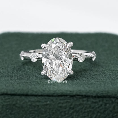 Oval Cut Side Diamond Accent Engagement Ring