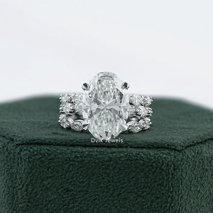 Oval And Marquise Diamond Bridal Ring Set