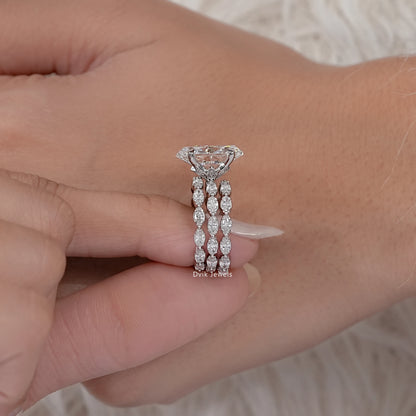 Oval And Marquise Diamond Bridal Ring Set