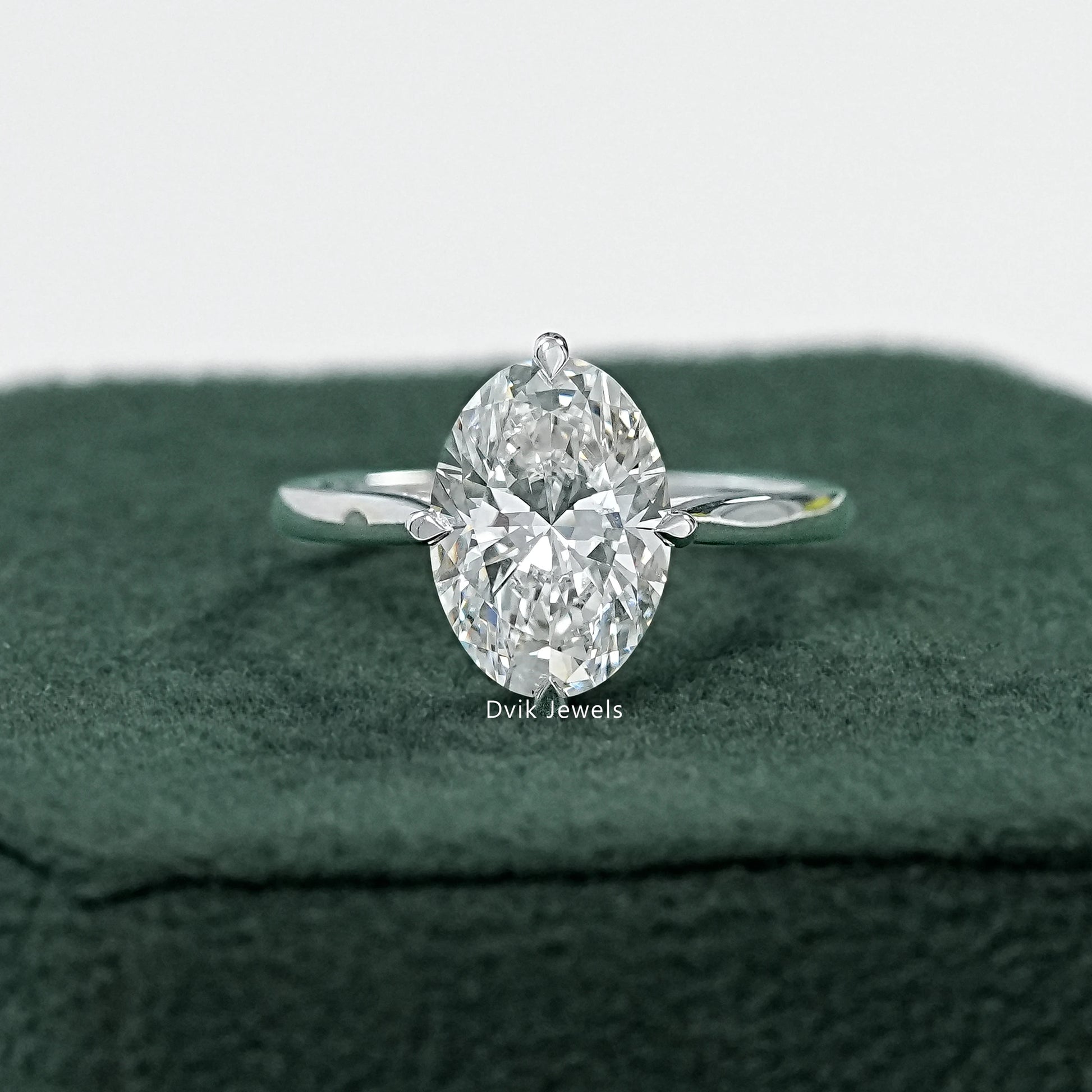 Oval Cut Hidden Halo Lab Diamond Engagement Ring Ring