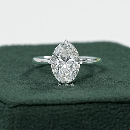 Oval Cut Hidden Halo Lab Diamond Engagement Ring Ring