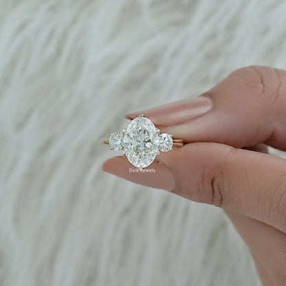 Oval shape engagement ring on a soft fabric base for a premium showcase