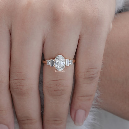 Lab Diamond Five Stone Ring - Oval Shape