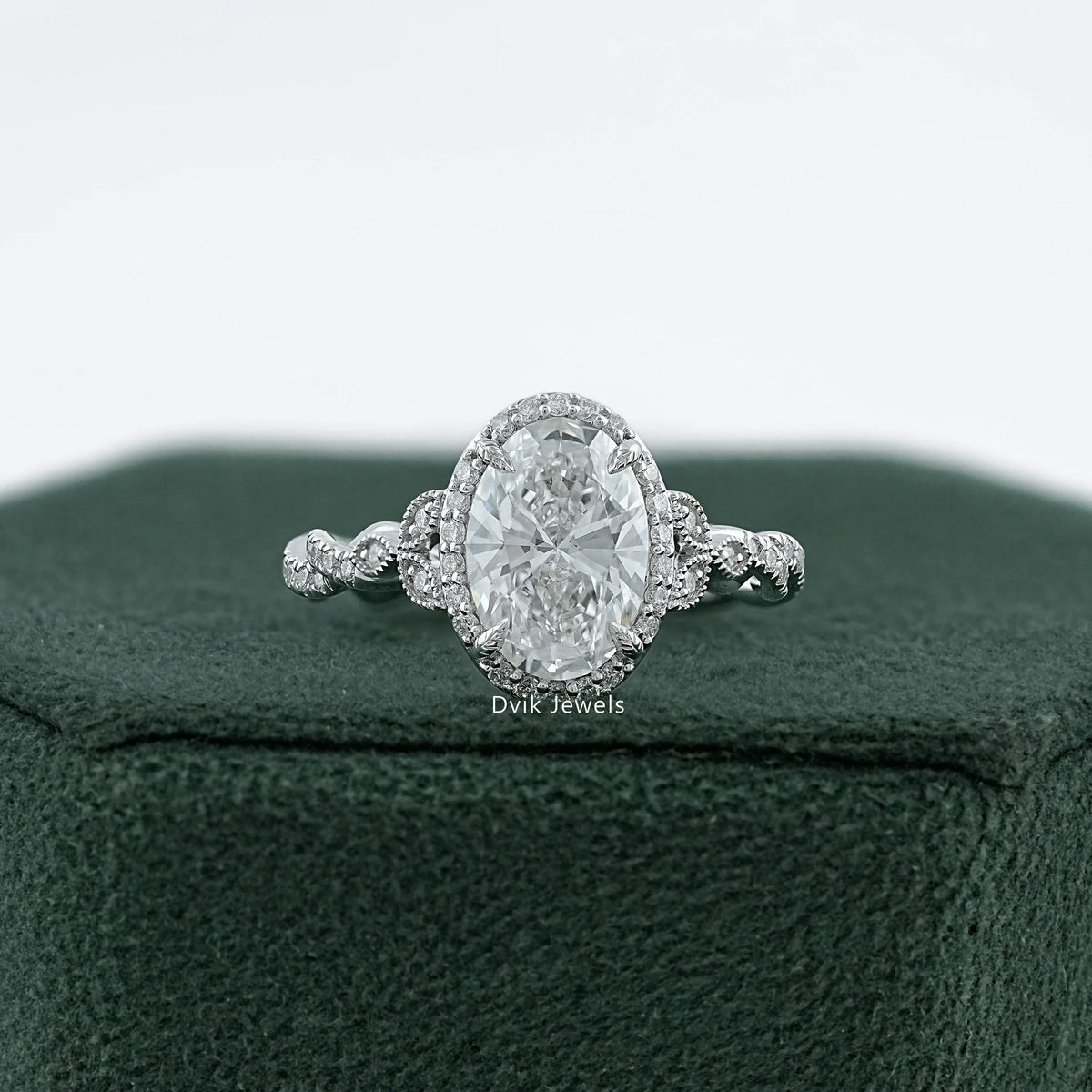 Oval Cut Accent Diamond Twisted Halo Ring (Copy) Demo Ring