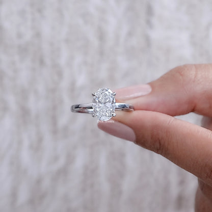 2 CT Oval Lab Diamond Solitaire Engagement Ring