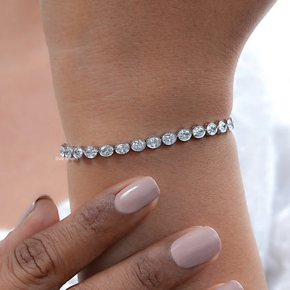 Oval Cut Diamond  Bezel Set Tennis Bracelet