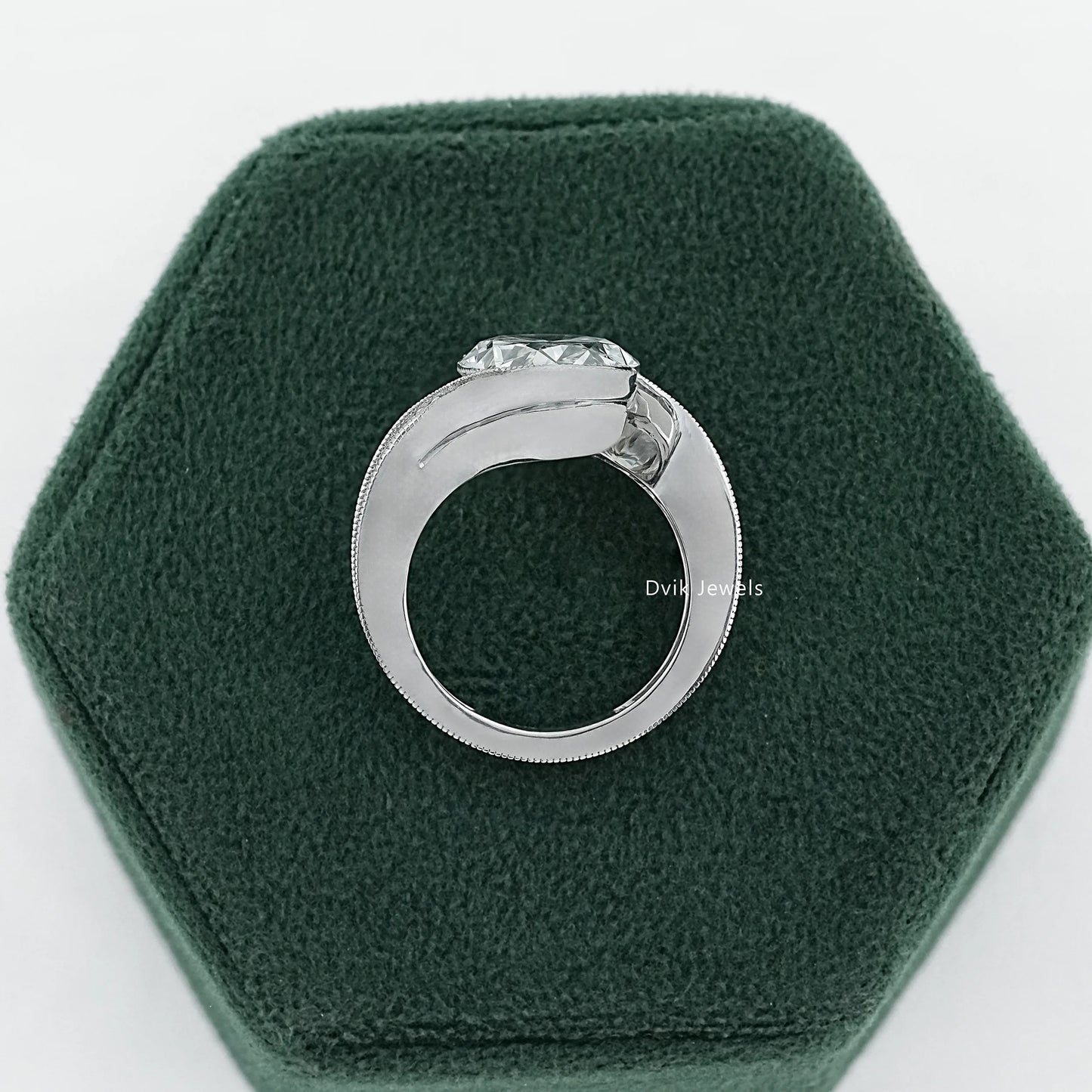 Oval Cut Diamond Filigree Bypass Ring