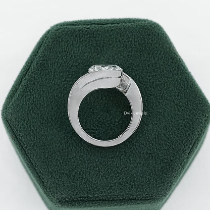 Oval Cut Diamond Filigree Bypass Ring