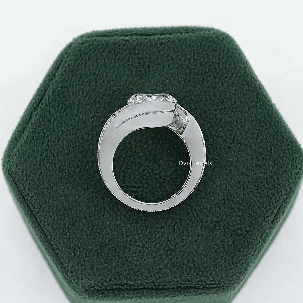 Oval Cut Diamond Milgrain Bypass Ring