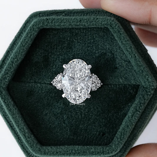 Oval Shape Lab Diamond  Accent  Engagement  Ring