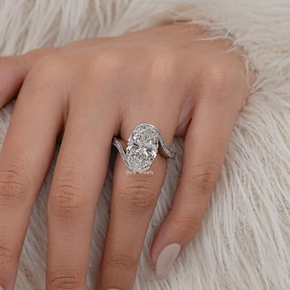 Oval Cut Diamond Filigree Bypass Ring