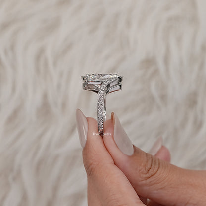 Oval Cut Diamond Filigree Bypass Ring