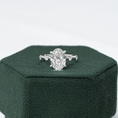 Oval Cut Side Diamond Accent Engagement Ring