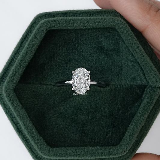 Oval Cut Lab Diamond Solitaire Engagement Ring