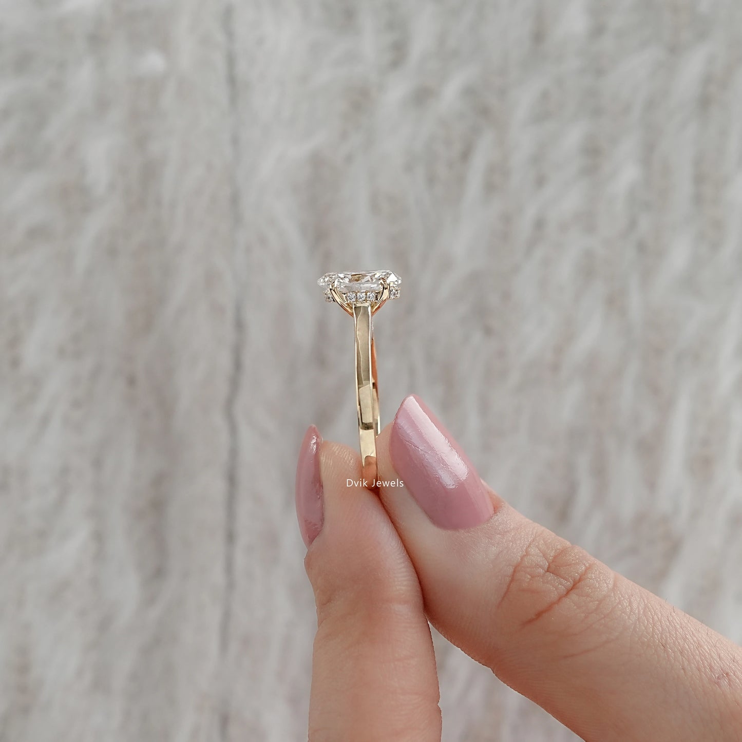 Hidden Halo Oval Lab Grown Diamond Solitaire Ring