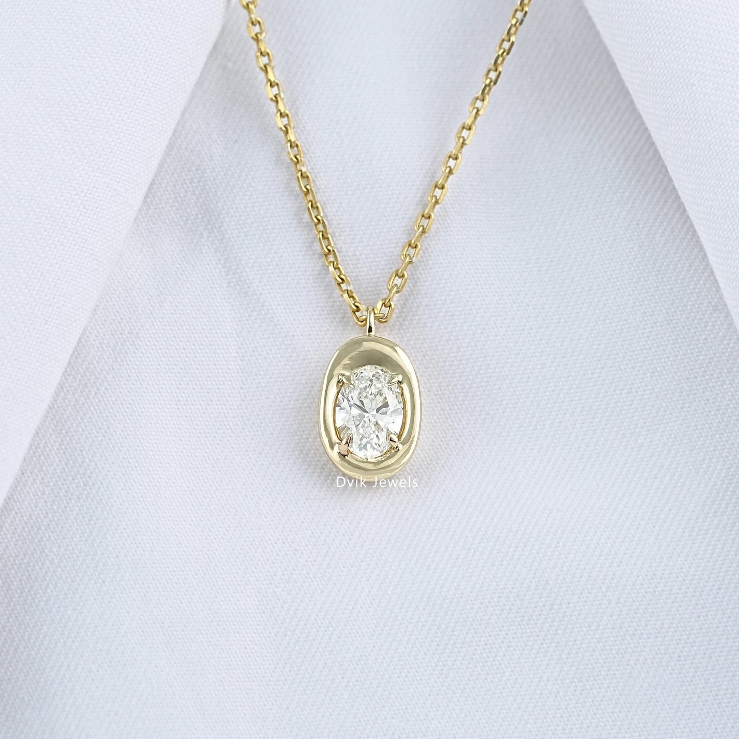 Bezel Style Oval Cut Lab Diamond Pendant