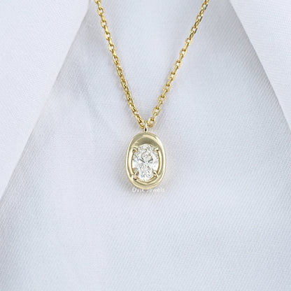 Bezel Style Oval Cut Lab Diamond Pendant