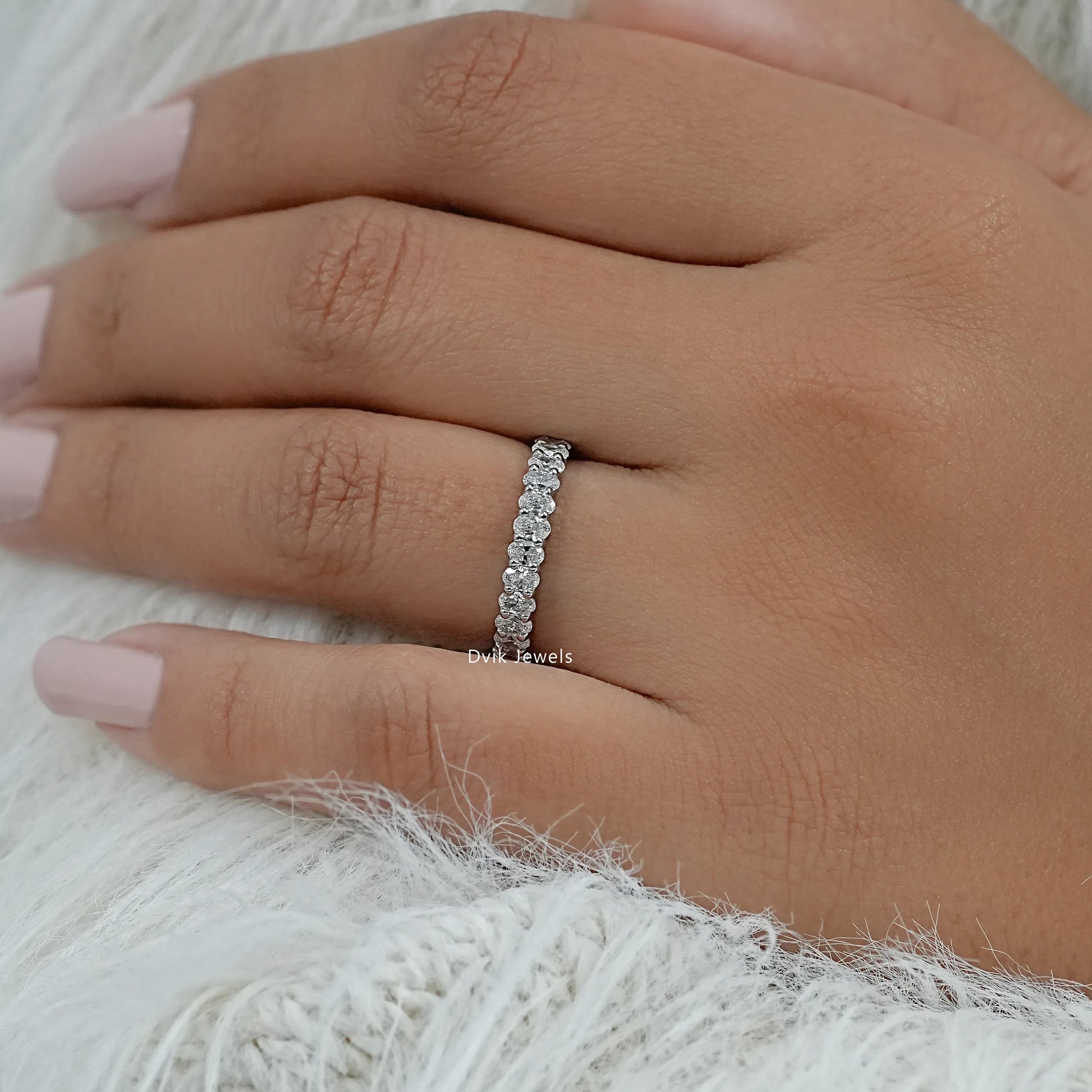 Oval Lab Diamond Full Eternity Wedding Band Band