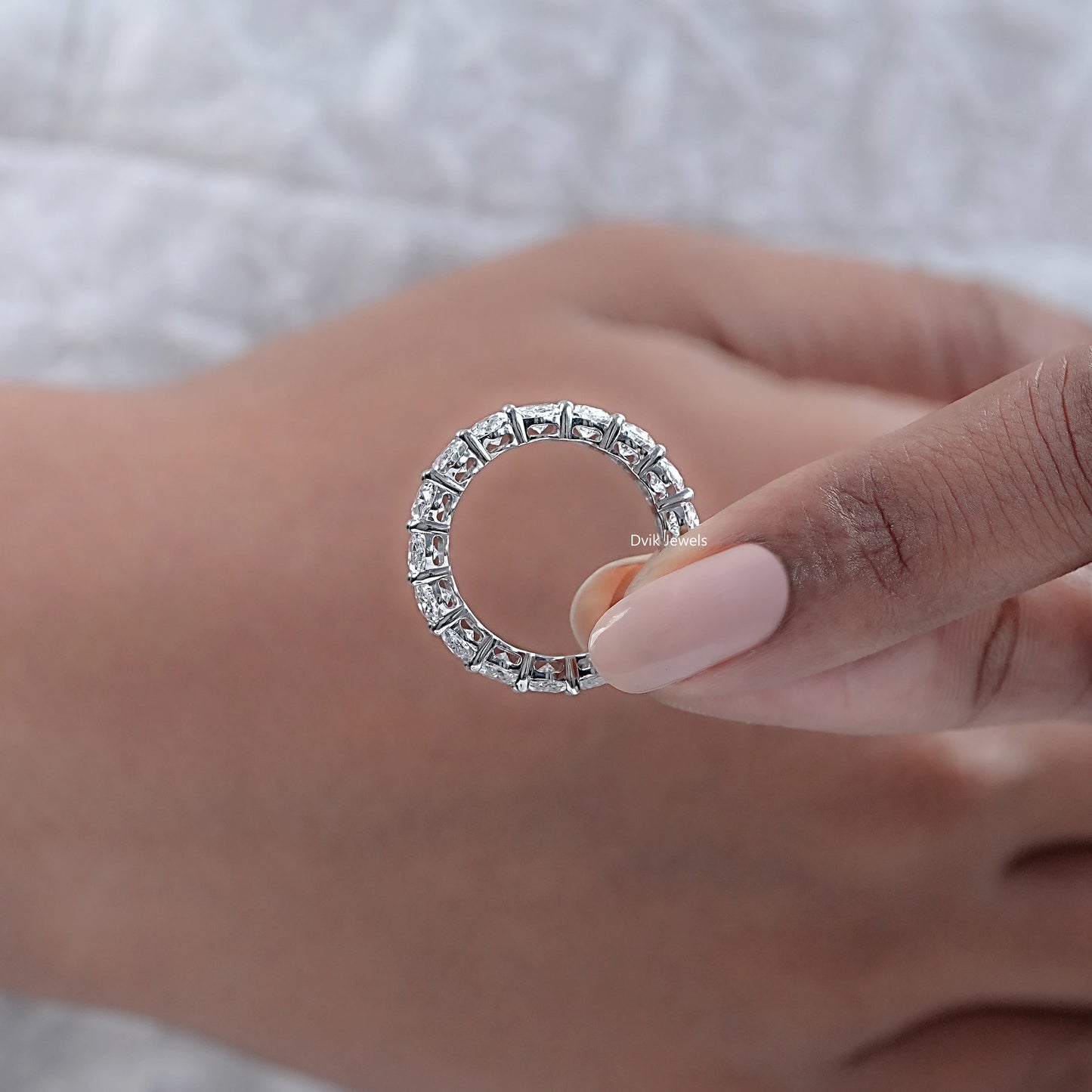 Brilliant Oval Cut Lab Diamond Wedding Band