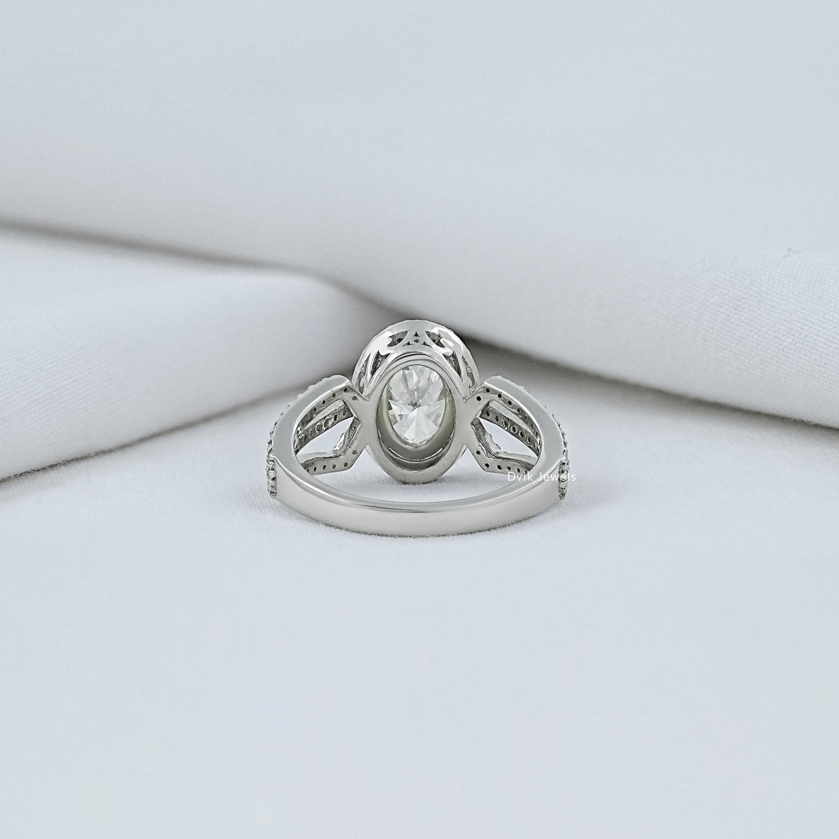 Oval Cut Halo Lab Diamond Engagement Ring