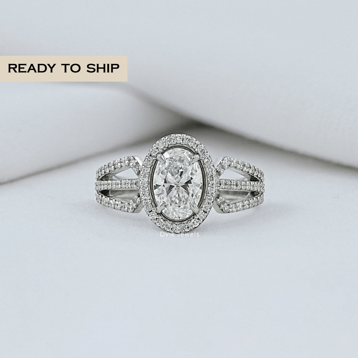 Oval Cut Halo Lab Diamond Engagement Ring