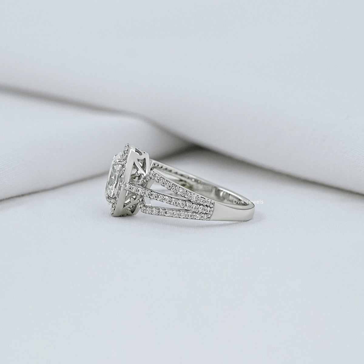 Oval Cut Halo Lab Diamond Engagement Ring