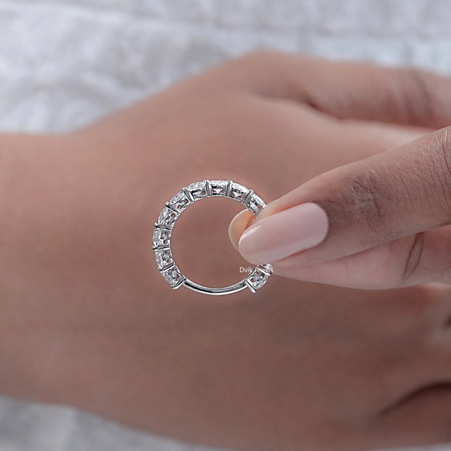 Brilliant Oval Cut Lab Diamond Wedding Band