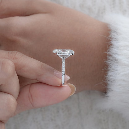 7 CT Oval Cut Lab Diamond Accent Set Ring