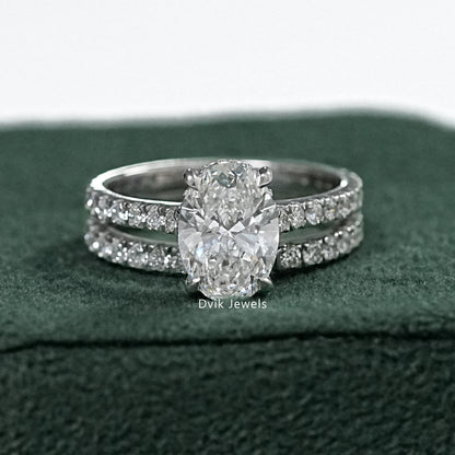 Oval Cut Lab Diamond Bridal Ring Set