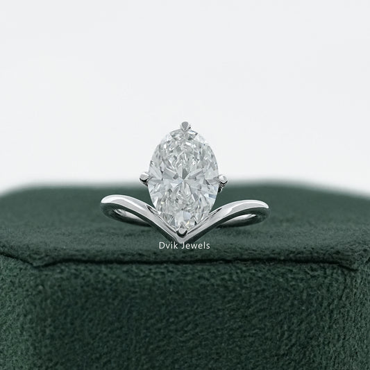 Oval Cut Lab Diamond Chevron Engagement Ring