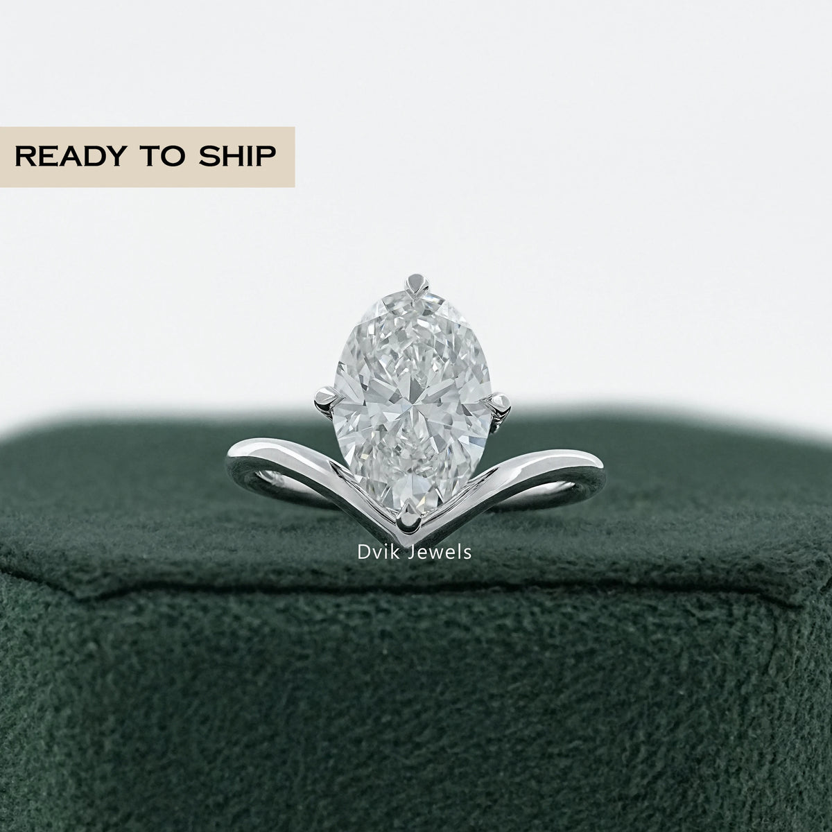 Oval Cut Diamond Chevron Engagement Ring