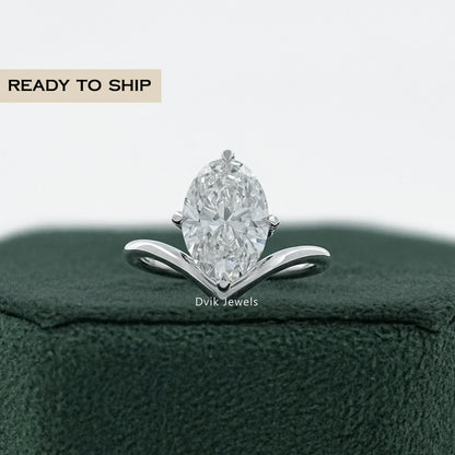 Oval Cut Diamond Chevron Engagement Ring