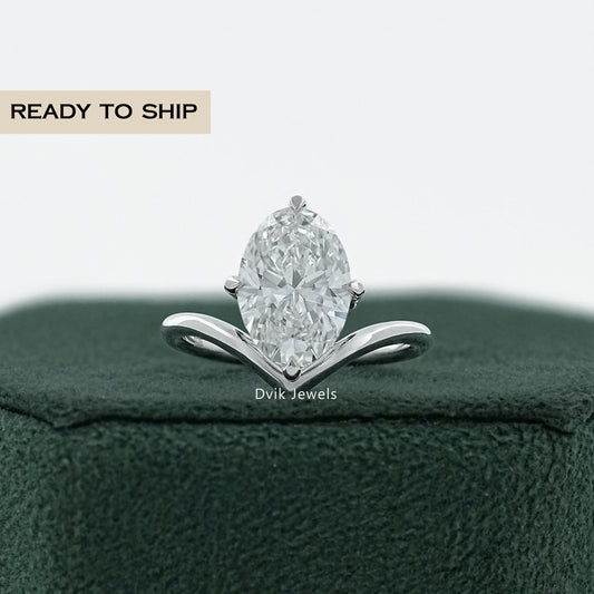 Oval Cut Diamond Chevron Engagement Ring