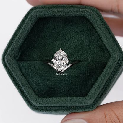 Oval Cut Lab Diamond Chevron Engagement Ring
