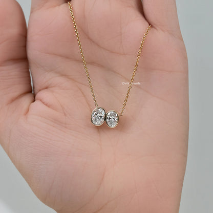 Double Oval Cut Lab Diamond Bezel Set Pendant Pendant