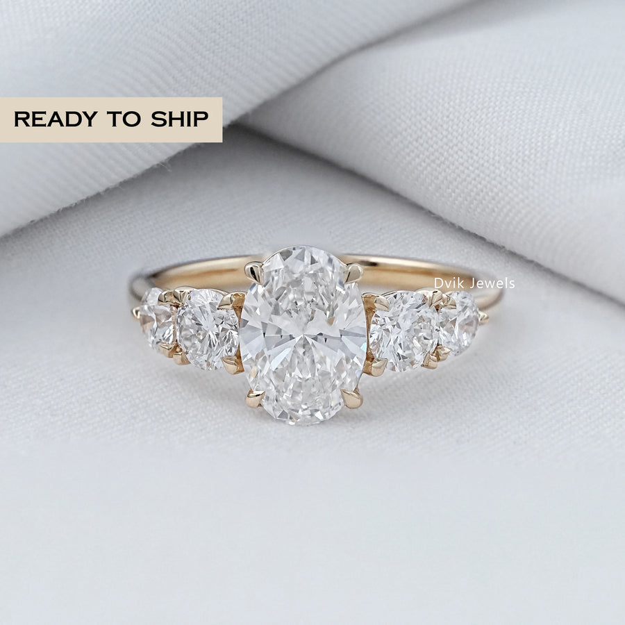 Oval Lab Diamond Five Stone Engagement Ring