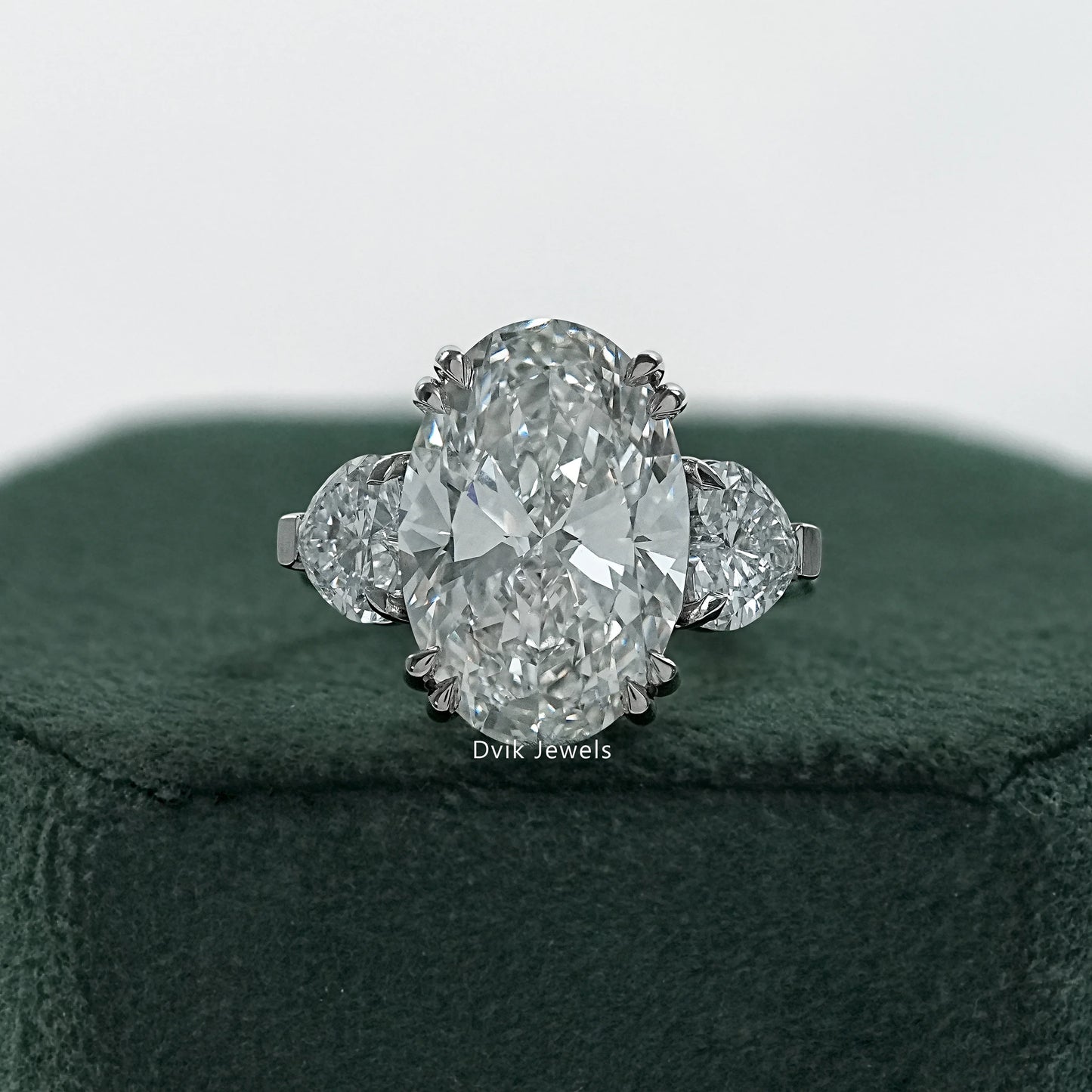 Three stone engagement ring oval double prong oval three stone ring front view