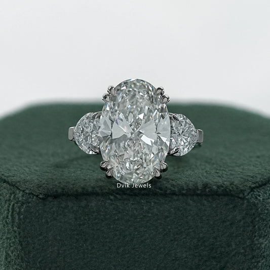 Three stone engagement ring oval double prong oval three stone ring front view