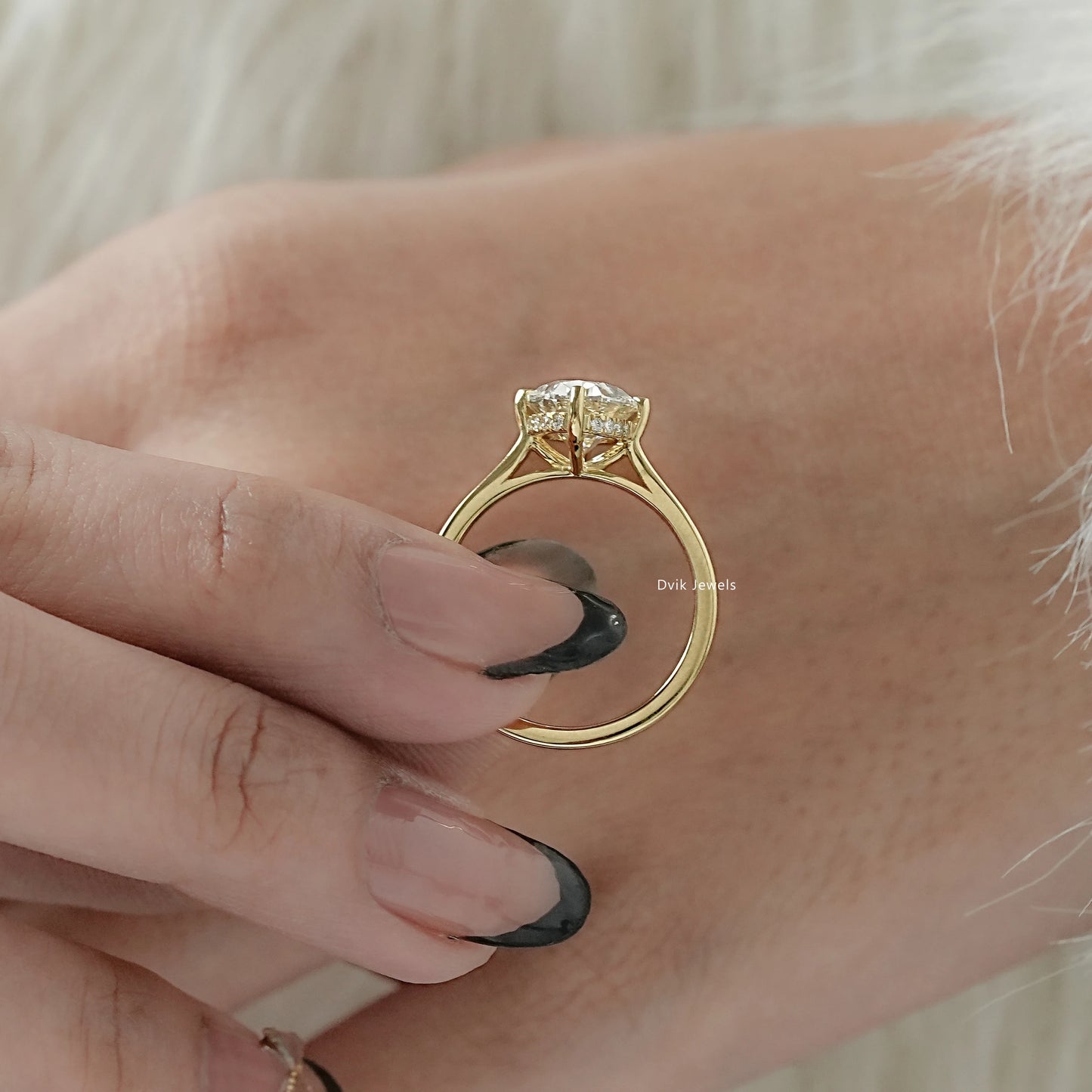 Oval Cut Hidden Halo Lab Diamond Engagement Ring Ring