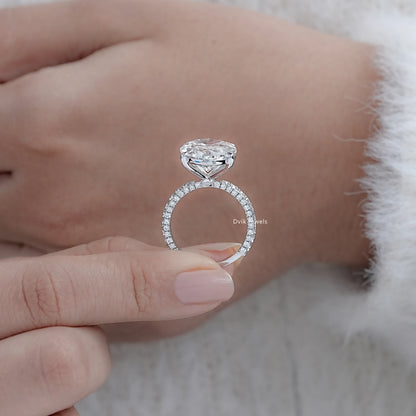 10 CT Oval Cut Lab Diamond Three Row Engagement Ring