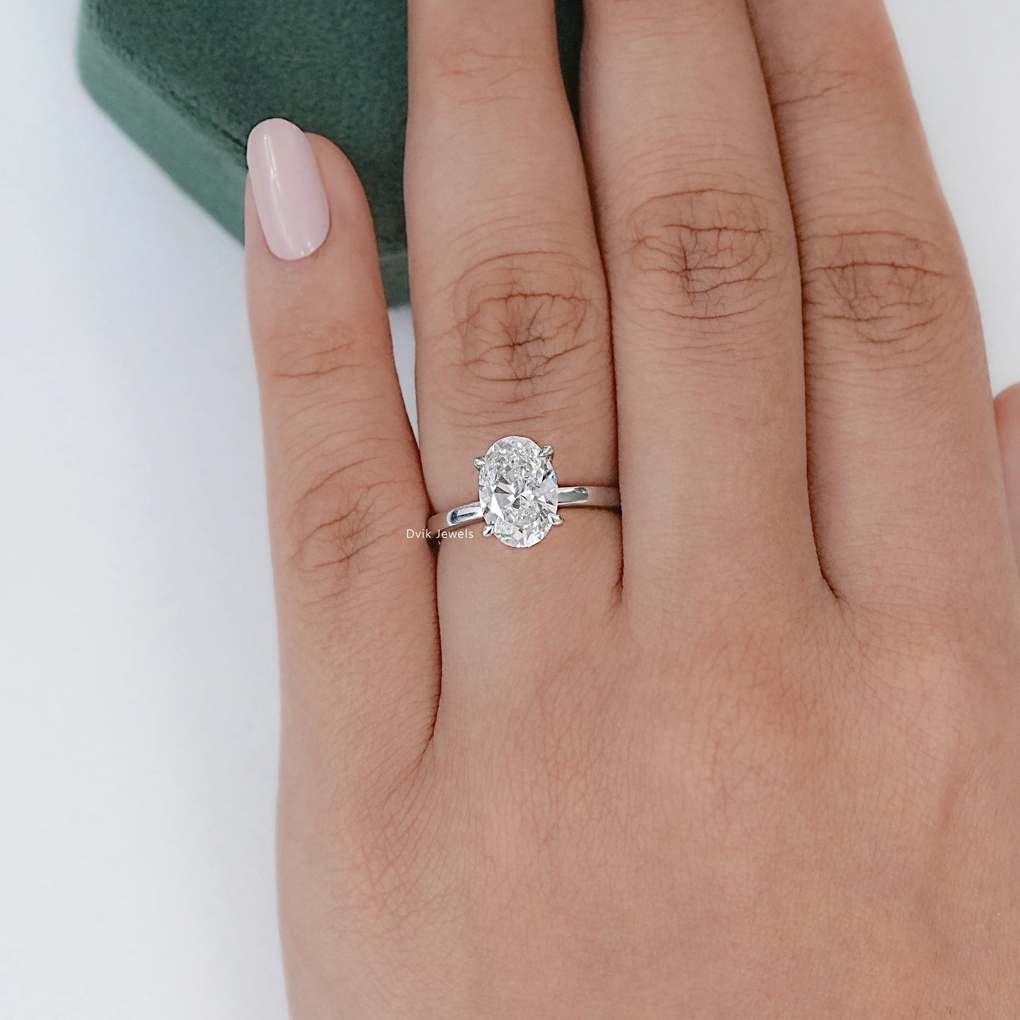 2 CT Oval Lab Diamond Solitaire Engagement Ring
