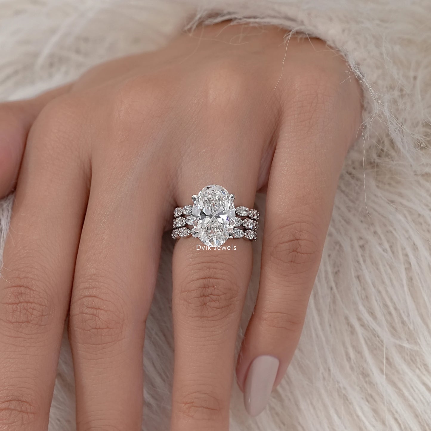 Oval And Marquise Diamond Bridal Ring Set