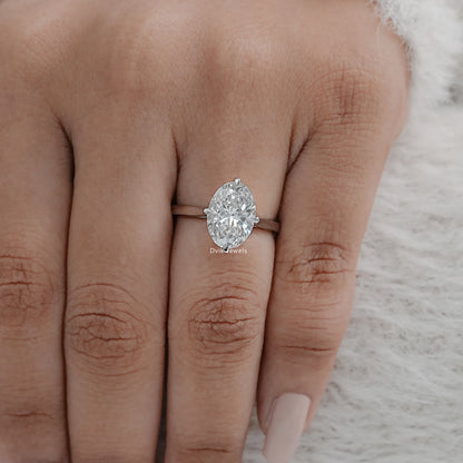 Oval Cut Hidden Halo Solitaire Diamond Ring