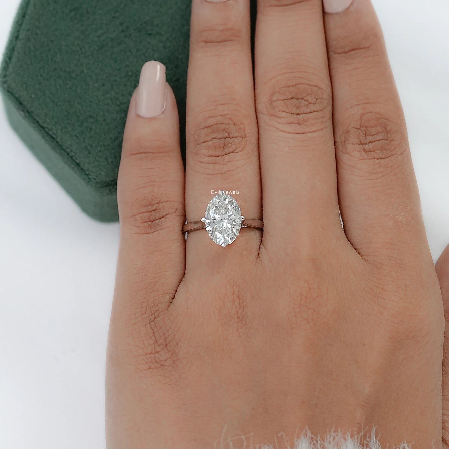 Oval Cut Hidden Halo Solitaire Diamond Ring