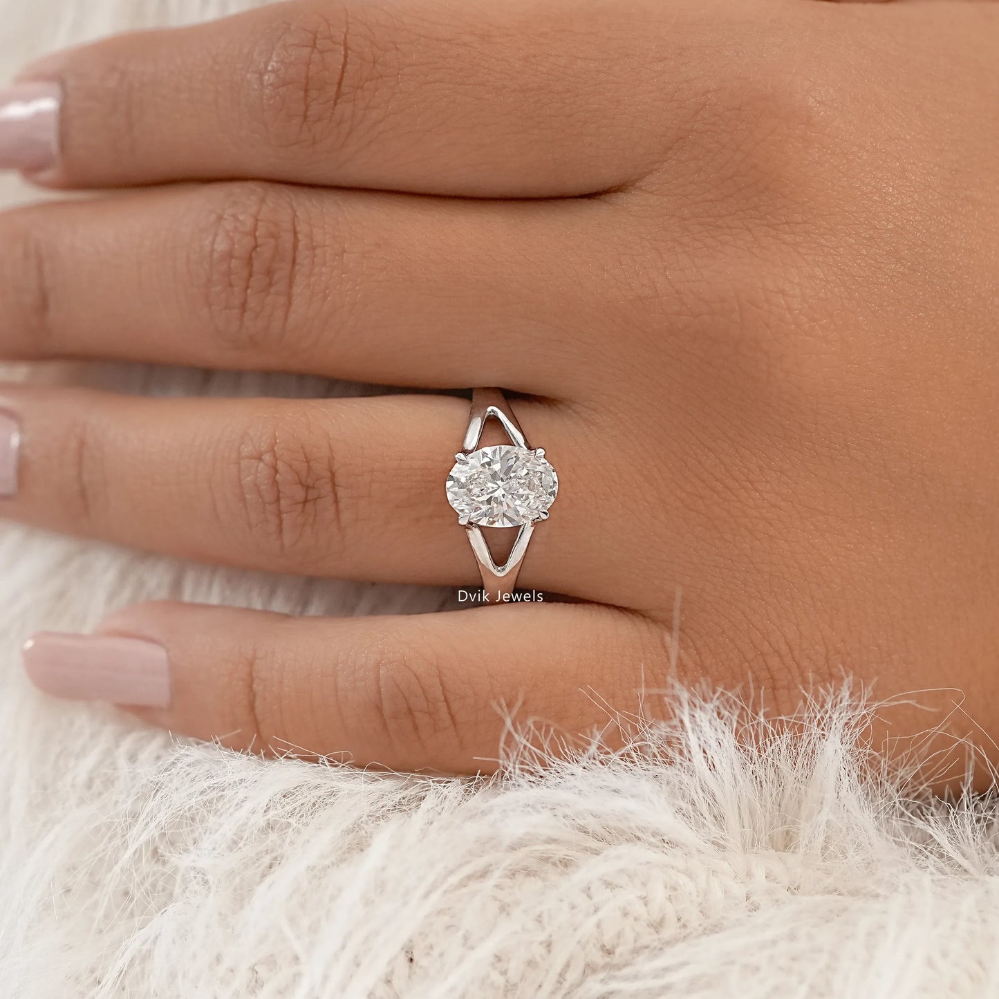 Split Shank Oval Diamond Solitaire Ring
