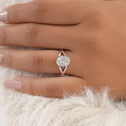 Split Shank Oval Diamond Solitaire Ring