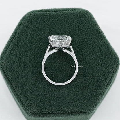 Hidden Halo Oval Diamond Split Shank Ring
