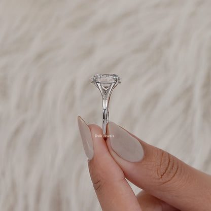 Lab Grown Oval Diamond Split Shank Solitaire Ring