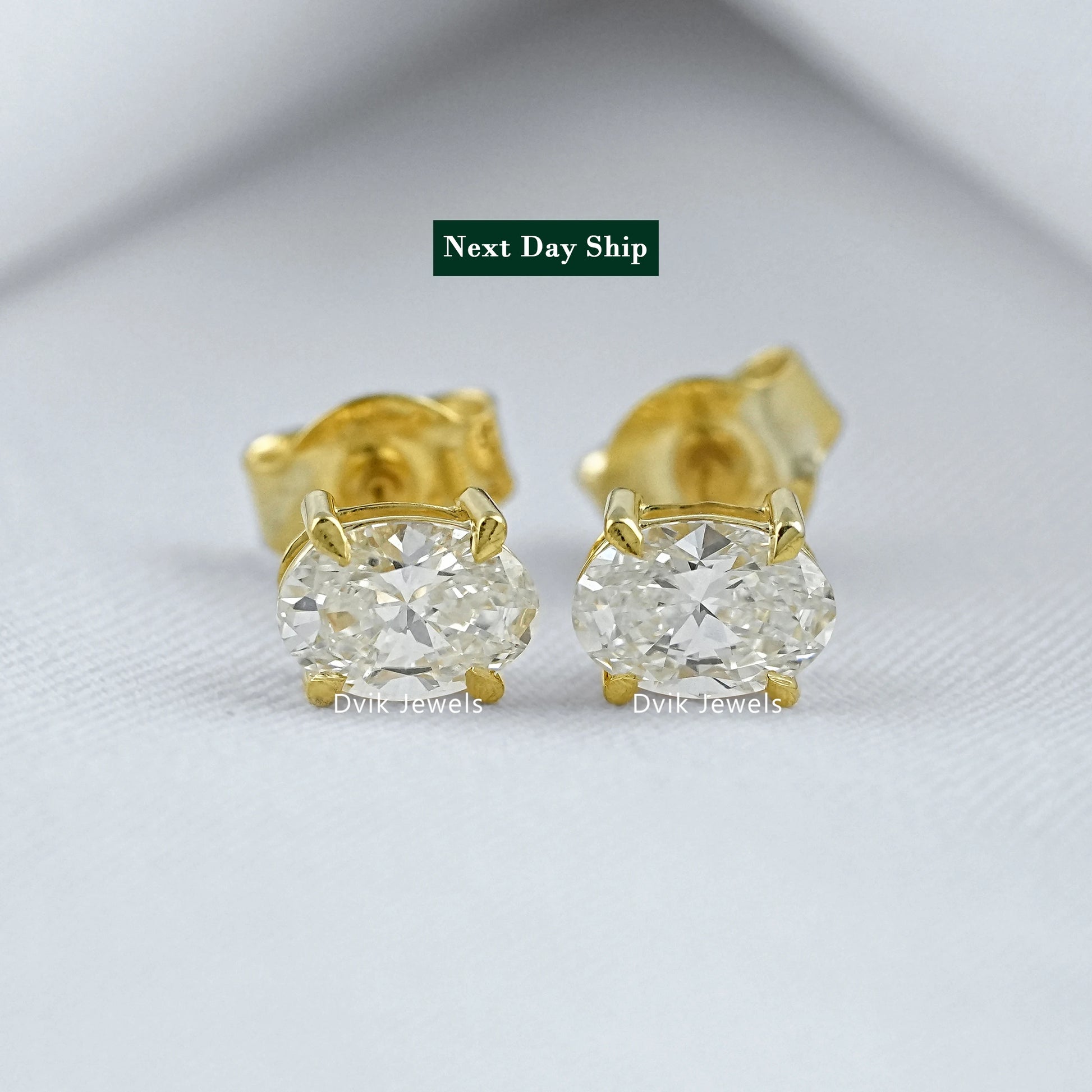 Oval Diamond Stud Earrings Earrings